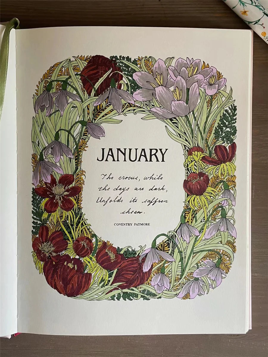 The Flower Year Colouring book
