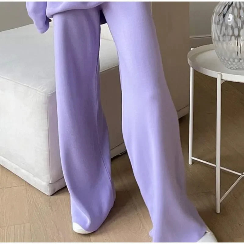 Split Turtleneck Women  sweater and Wide Leg Pants