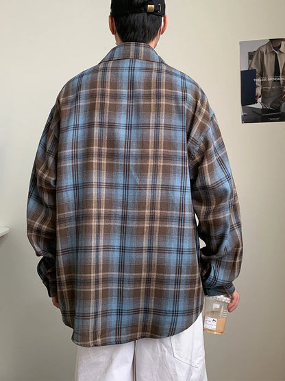 10XL Men Shirt Plaid Long Sleeve Plus Size 6XL 7XL 8XL 9XL
