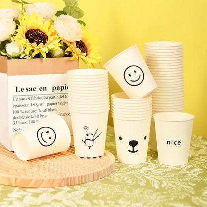 50pcs 250ml  White Paper Cups