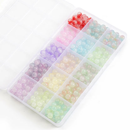 Glass Beads Bracelet Making Kits 28 Colors 8mm Crystal Beads Round Gemstone