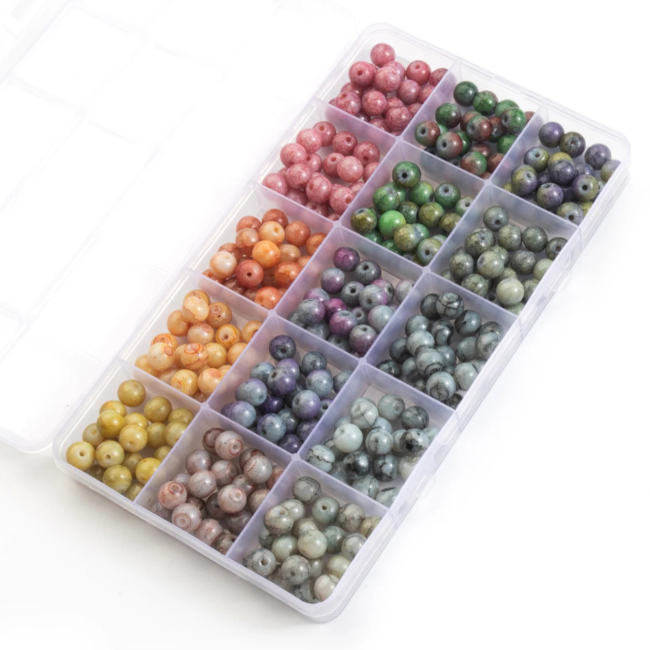 Glass Beads Bracelet Making Kits 28 Colors 8mm Crystal Beads Round Gemstone