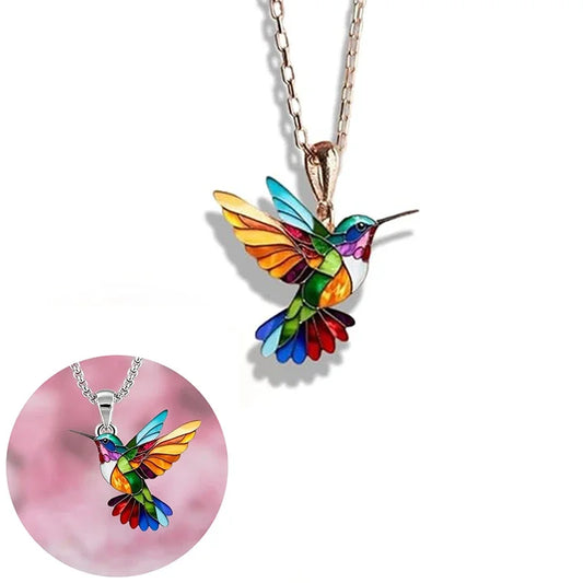 Alloy Colorful Hummingbird necklace