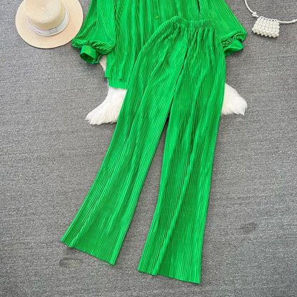 Fashion New Women Solid Casual Loose Two Pieces Set