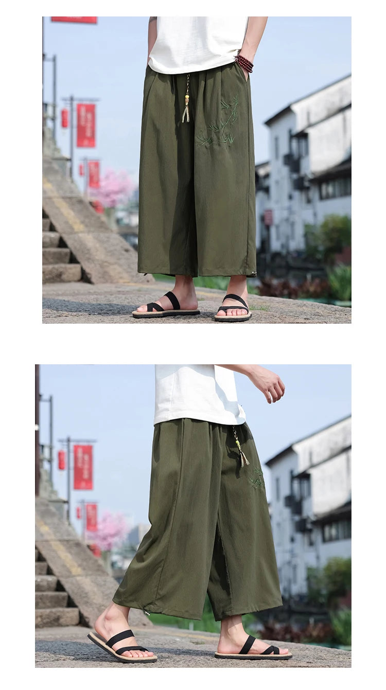 Mens Lightweight Pants Loose Fit with Elastic Waistband and Drawstring