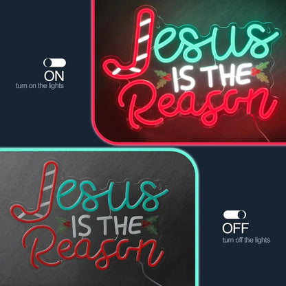 Jesus Is The Reason Neon Sign Christmas LED Neon Light Sign USB powered