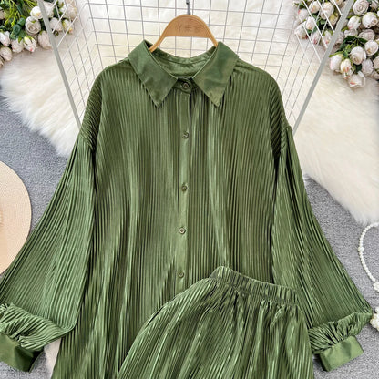 Fashion New Women Solid Casual Loose Two Pieces Set