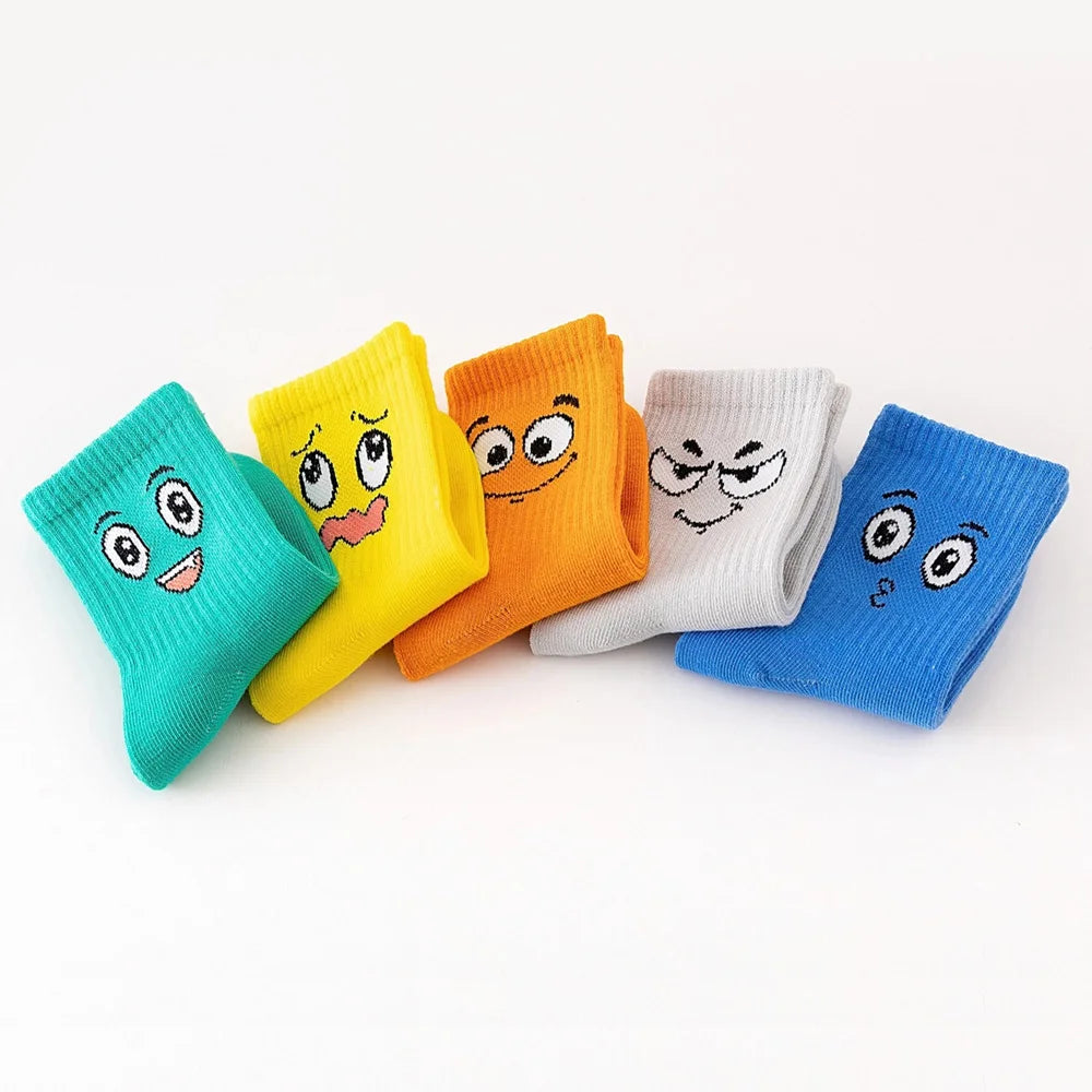 5 Pairs Kids Socks Emoticons childrens