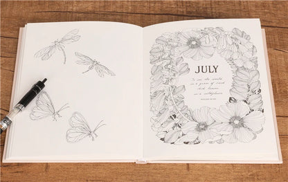 The Flower Year Colouring book