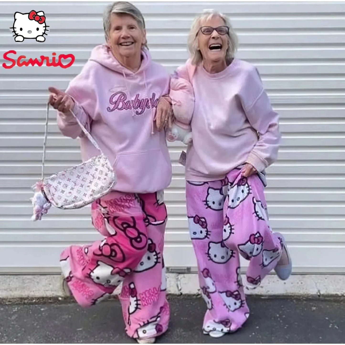 Hello Kitty Sanrio Pajamas Pants Black Pink