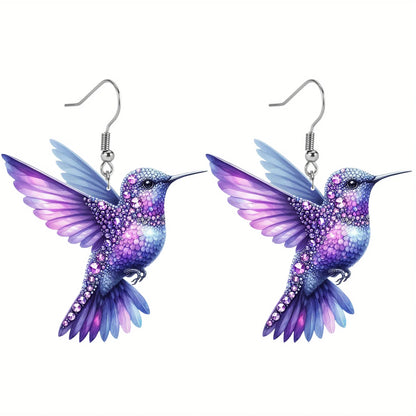 2D Acrylic Hummingbird Earrings