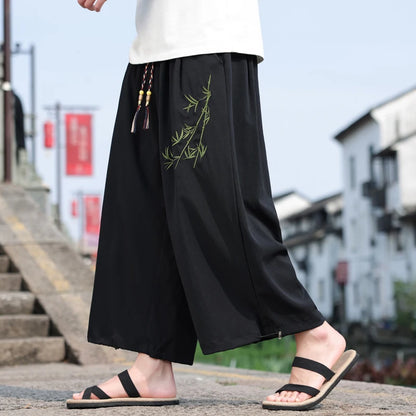 Mens Lightweight Pants Loose Fit with Elastic Waistband and Drawstring