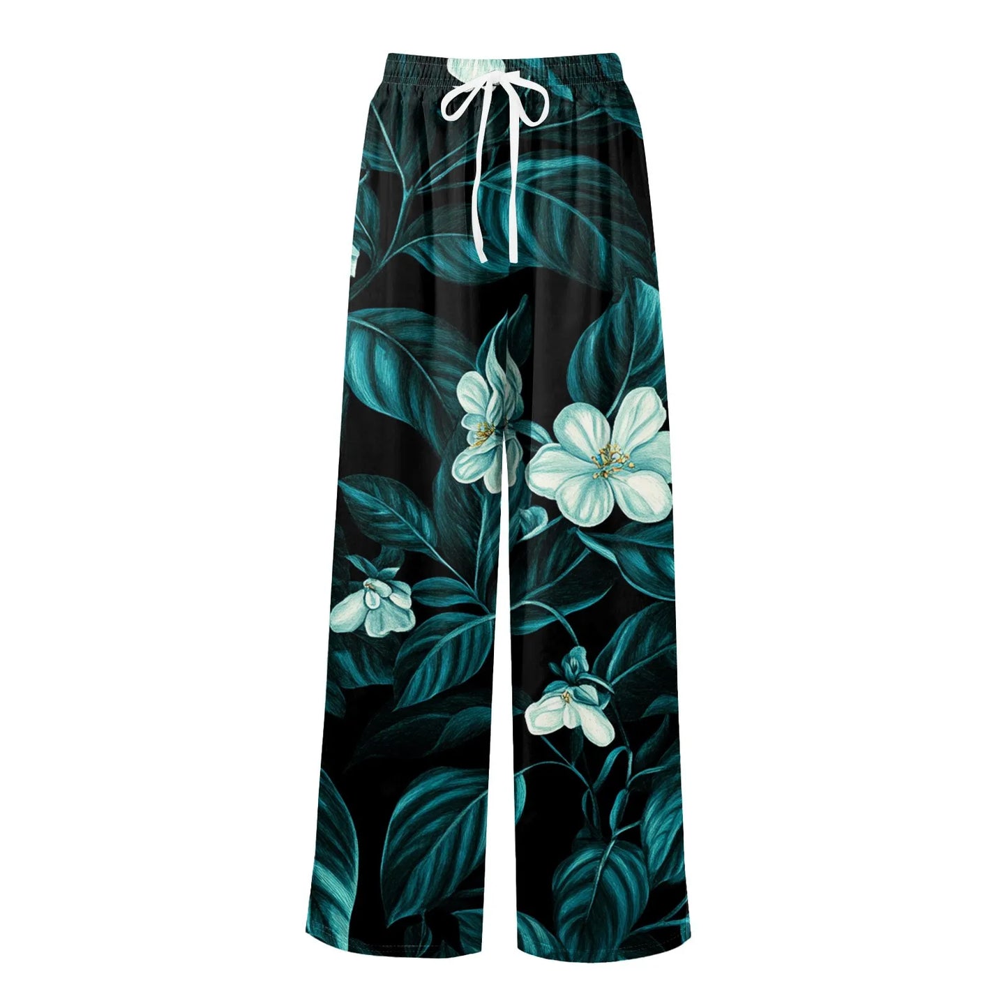 floral print loose wide-leg pants with elastic waist