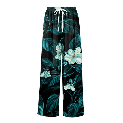 floral print loose wide-leg pants with elastic waist