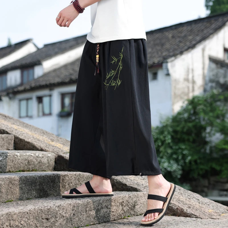 Mens Lightweight Pants Loose Fit with Elastic Waistband and Drawstring