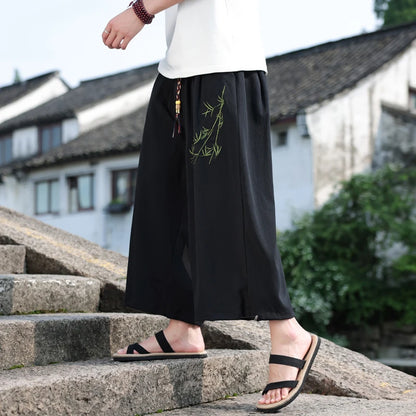 Mens Lightweight Pants Loose Fit with Elastic Waistband and Drawstring