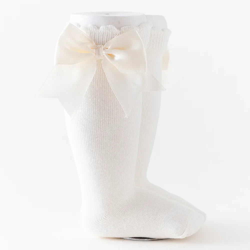 Kids Knee High Socks Baby Girls Cotton Socks Big Bow