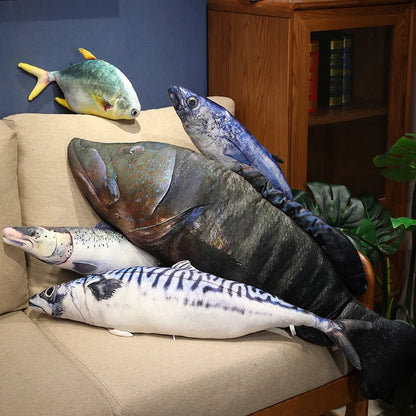 40/60cm Simulation Funny Fish  Stuffed Animal Lifelike Tuna or Mackerel