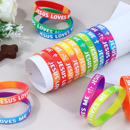 Rainbow Religious Silicone Bracelet