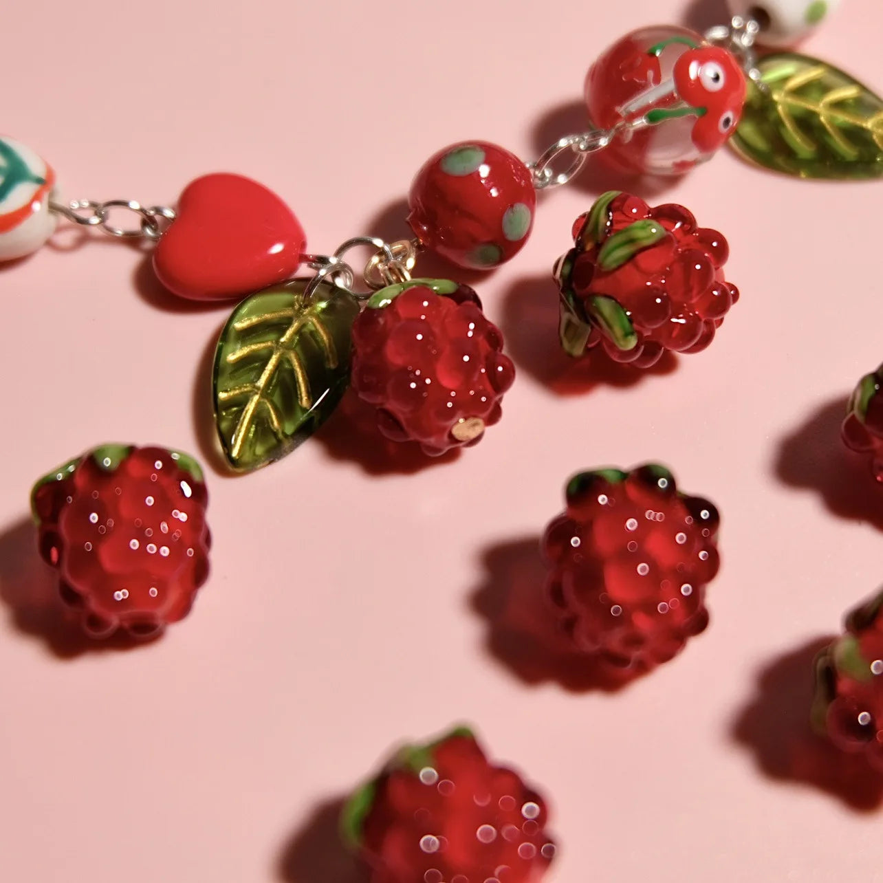 Glass Beads, Fruits, Raspberries,