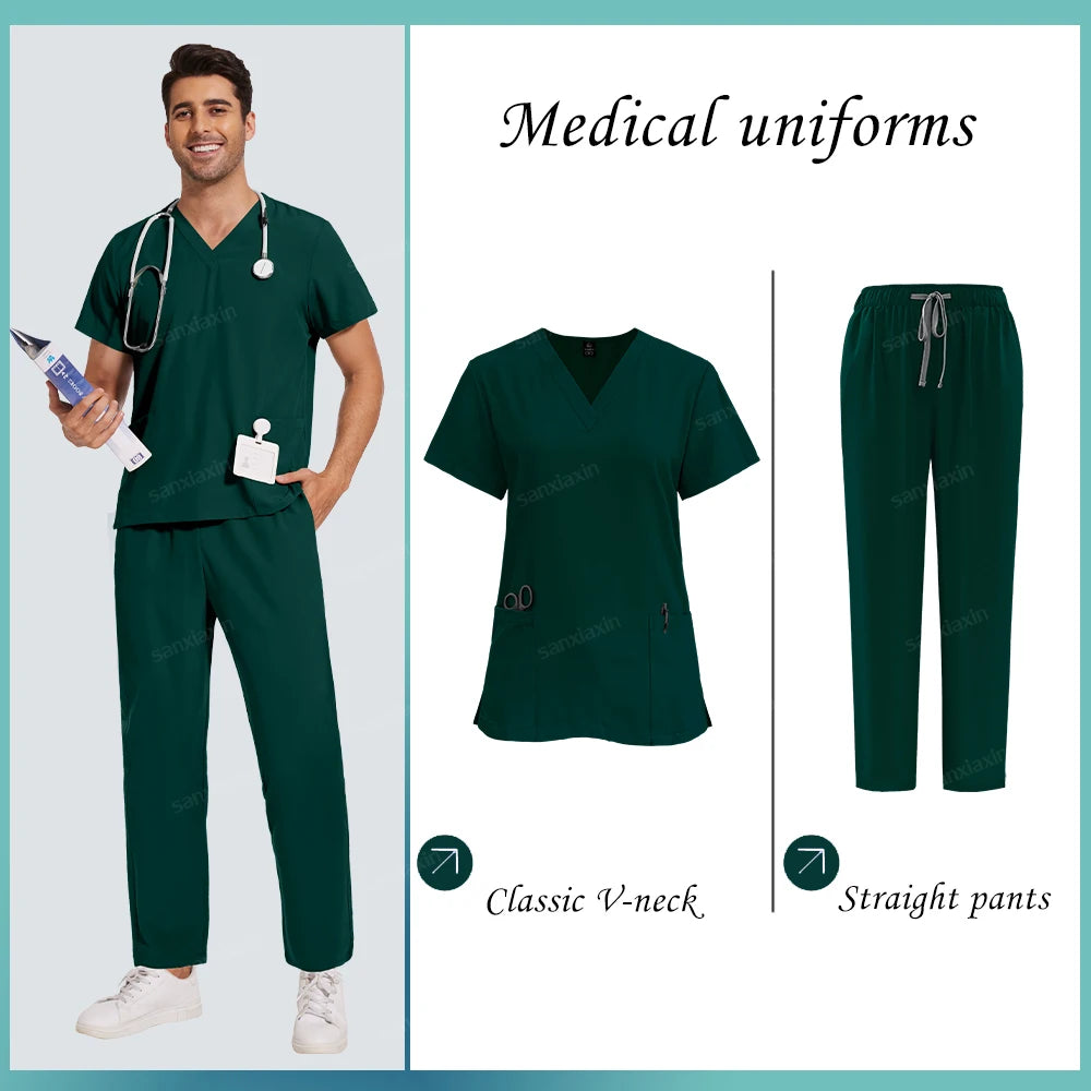 Medical Uniforms Woman Men Dentist  Scrubs Set