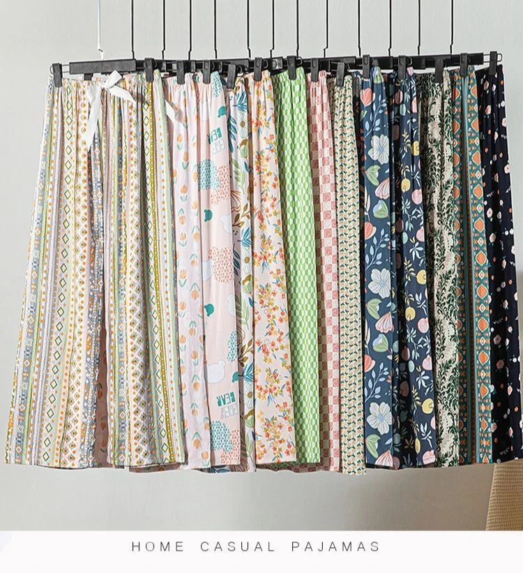 Flower Pajama Pants Summer Women's Loose