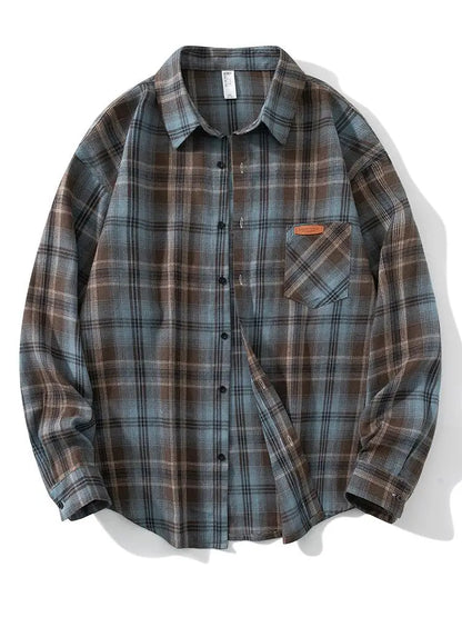 10XL Men Shirt Plaid Long Sleeve Plus Size 6XL 7XL 8XL 9XL