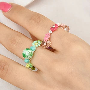 Glass Beads Jewelry Making Kit Green Color Glass Round Loose Beads