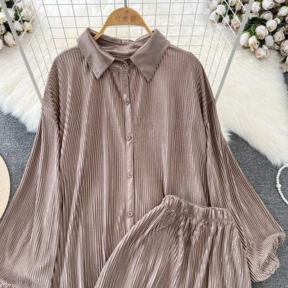 Fashion New Women Solid Casual Loose Two Pieces Set