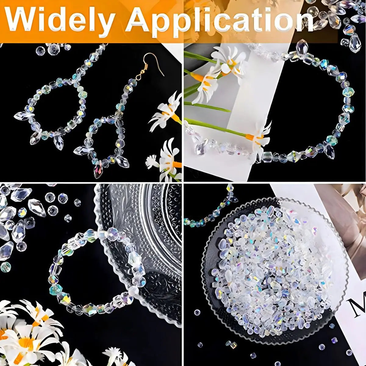 300pcs Crystal Glass Beads Mixed
