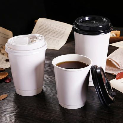 50pcs Disposable Coffee Cups Insulation Takeaway