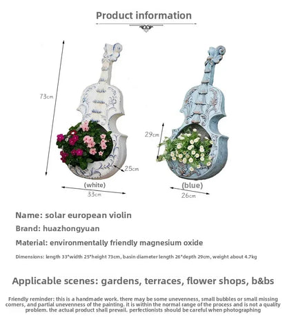 European Style Violin Planter Artistic Flower Pot