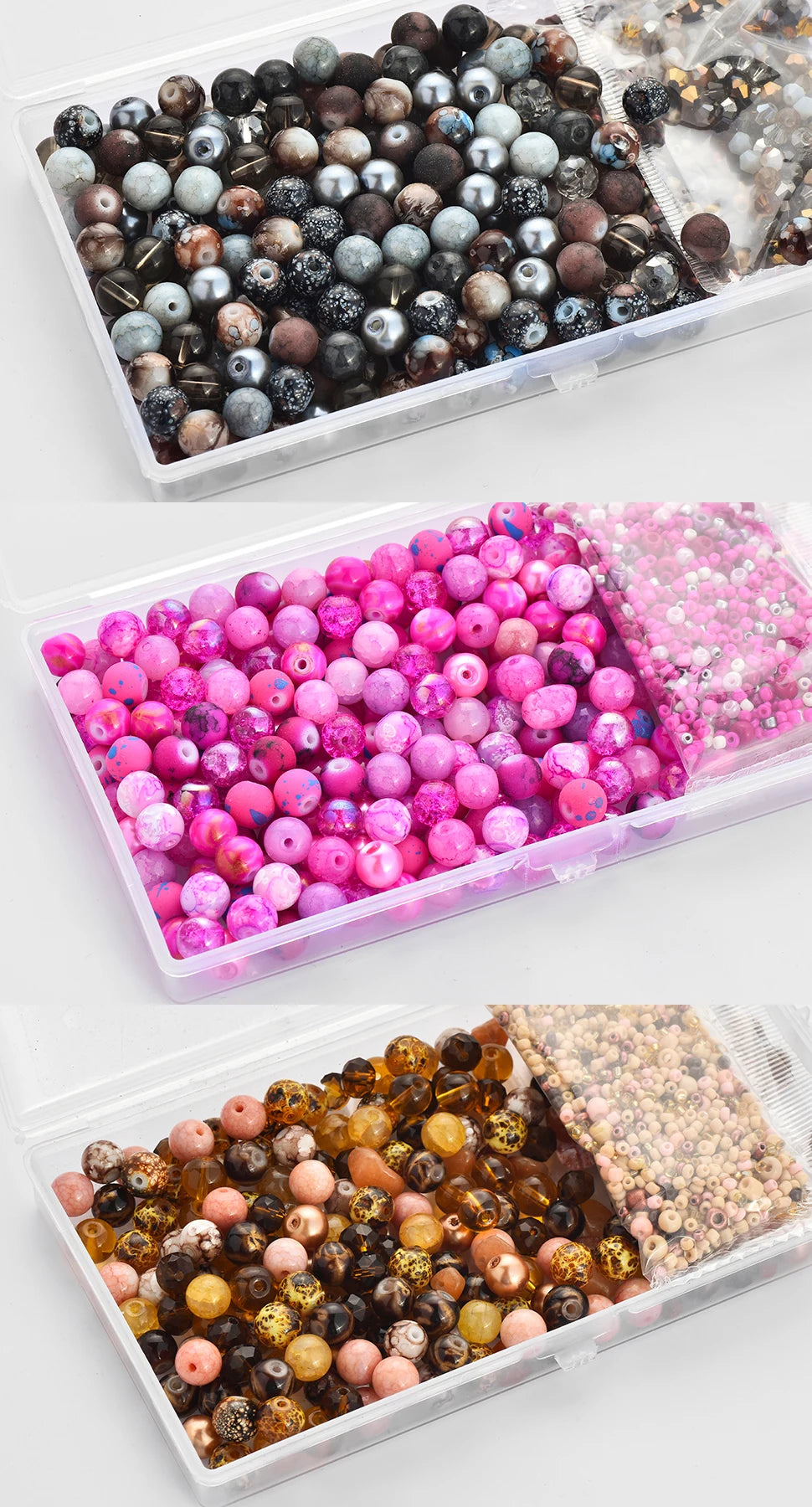 Glass Beads Jewelry Making Kit Green Color Glass Round Loose Beads