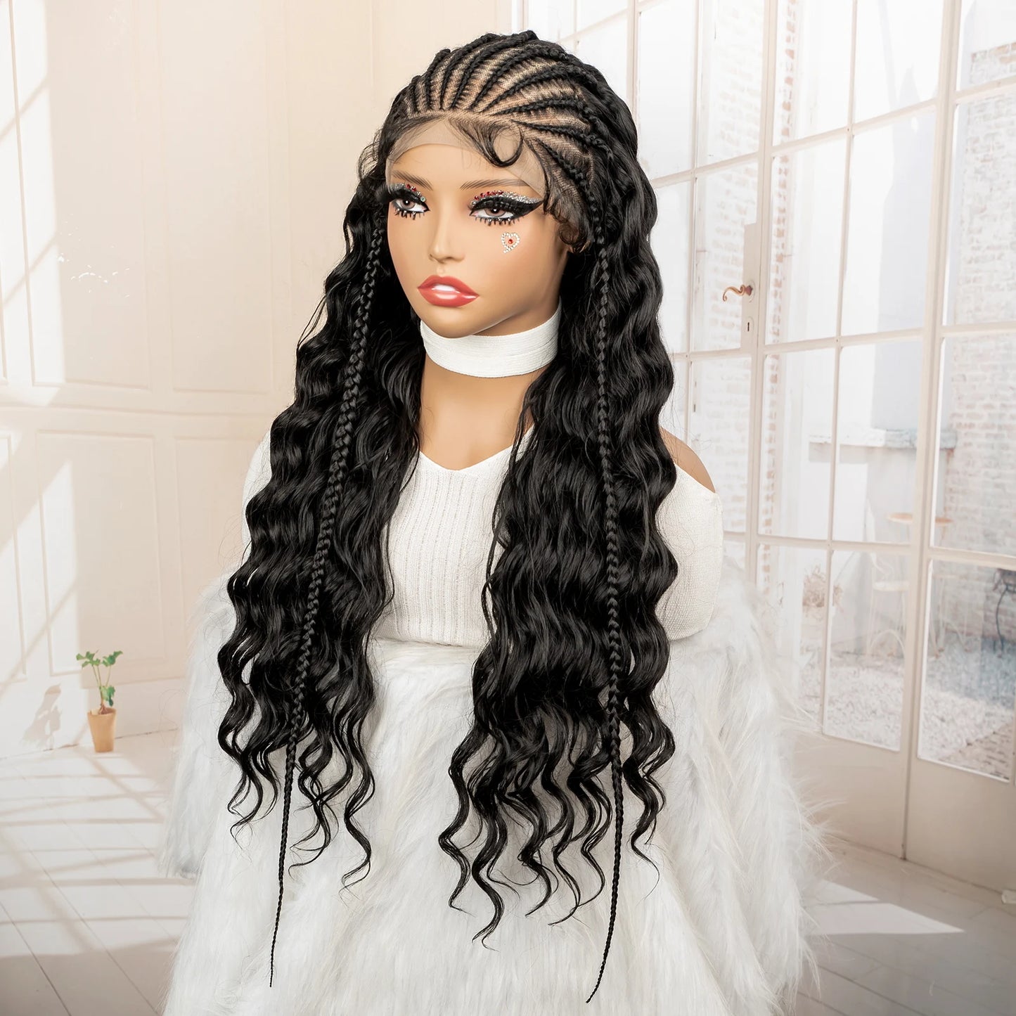 Synthetic Black Hair Wig with Braids