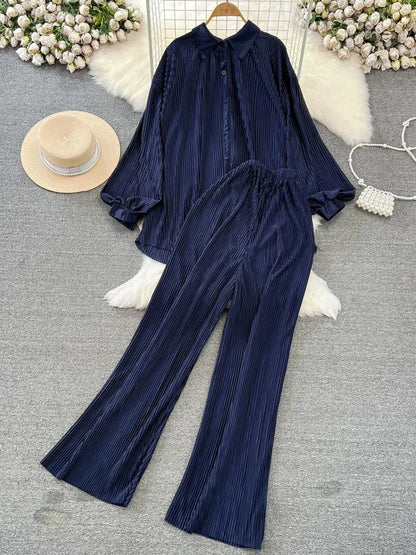 Fashion New Women Solid Casual Loose Two Pieces Set