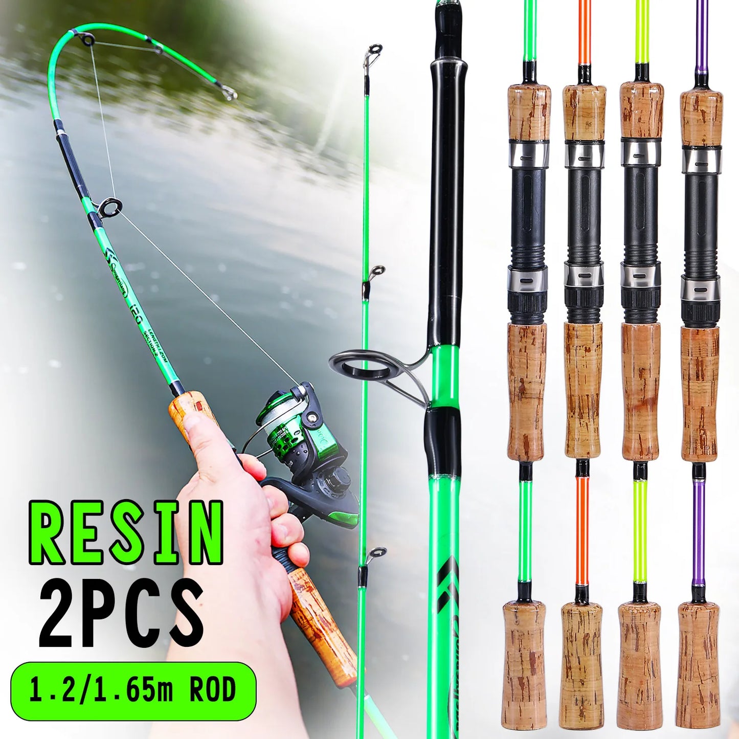 Sougayilang Lure Fishing Rod 1.2m 1.65m 2 Sections Spinning Fishing Rod 8kg Max