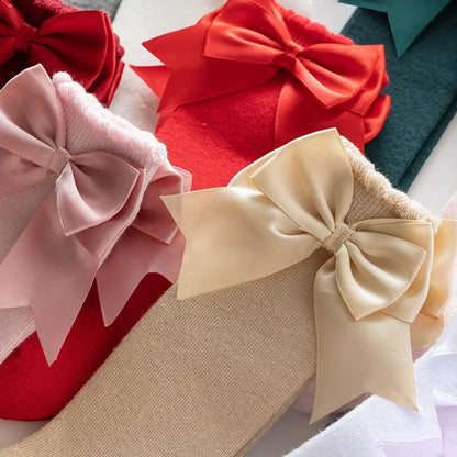 Kids Knee High Socks Baby Girls Cotton Socks Big Bow