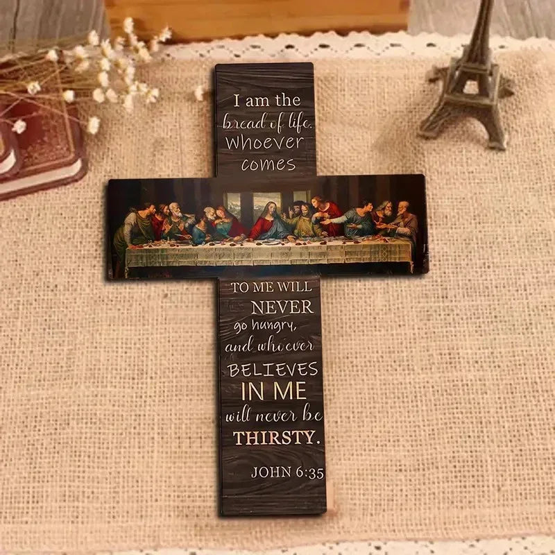 Wooden Sign: The Last Supper Scene.