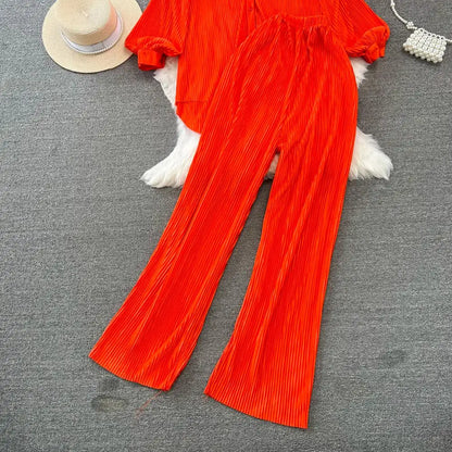 Fashion New Women Solid Casual Loose Two Pieces Set