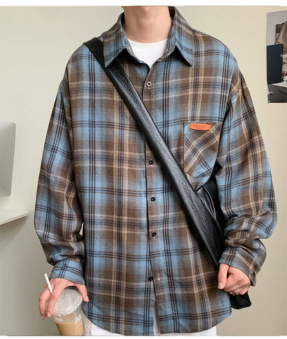 10XL Men Shirt Plaid Long Sleeve Plus Size 6XL 7XL 8XL 9XL