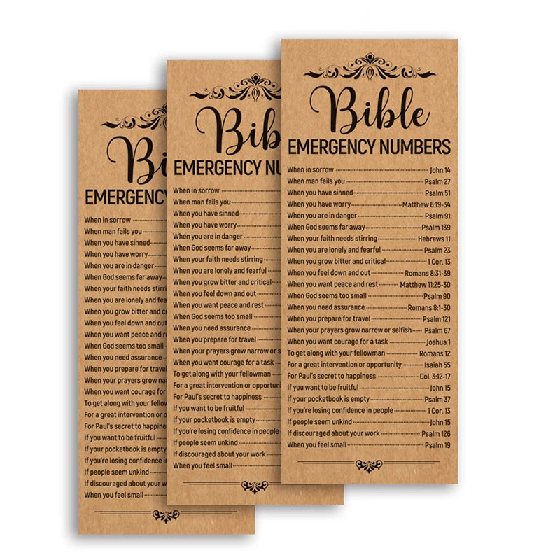 50 Pcs Bible Verse Bookmarks With Emergency Numbers – Christian Gift For Church Welcome