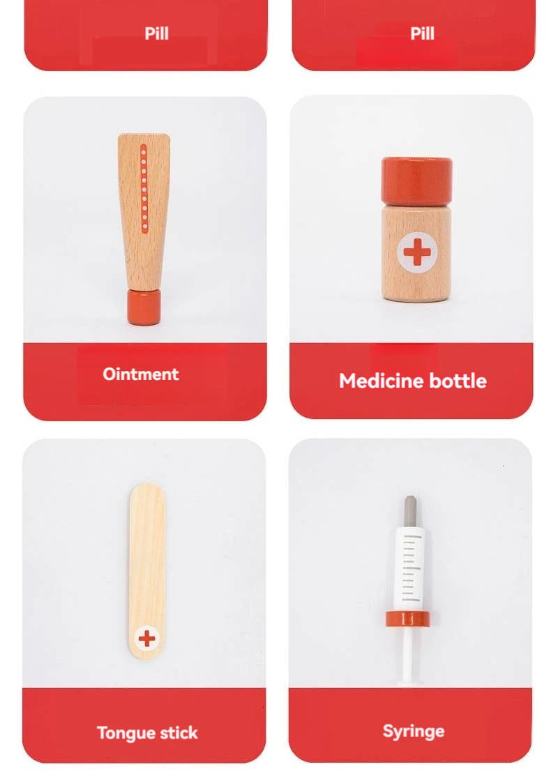 Wooden Pretend Play Red dr set