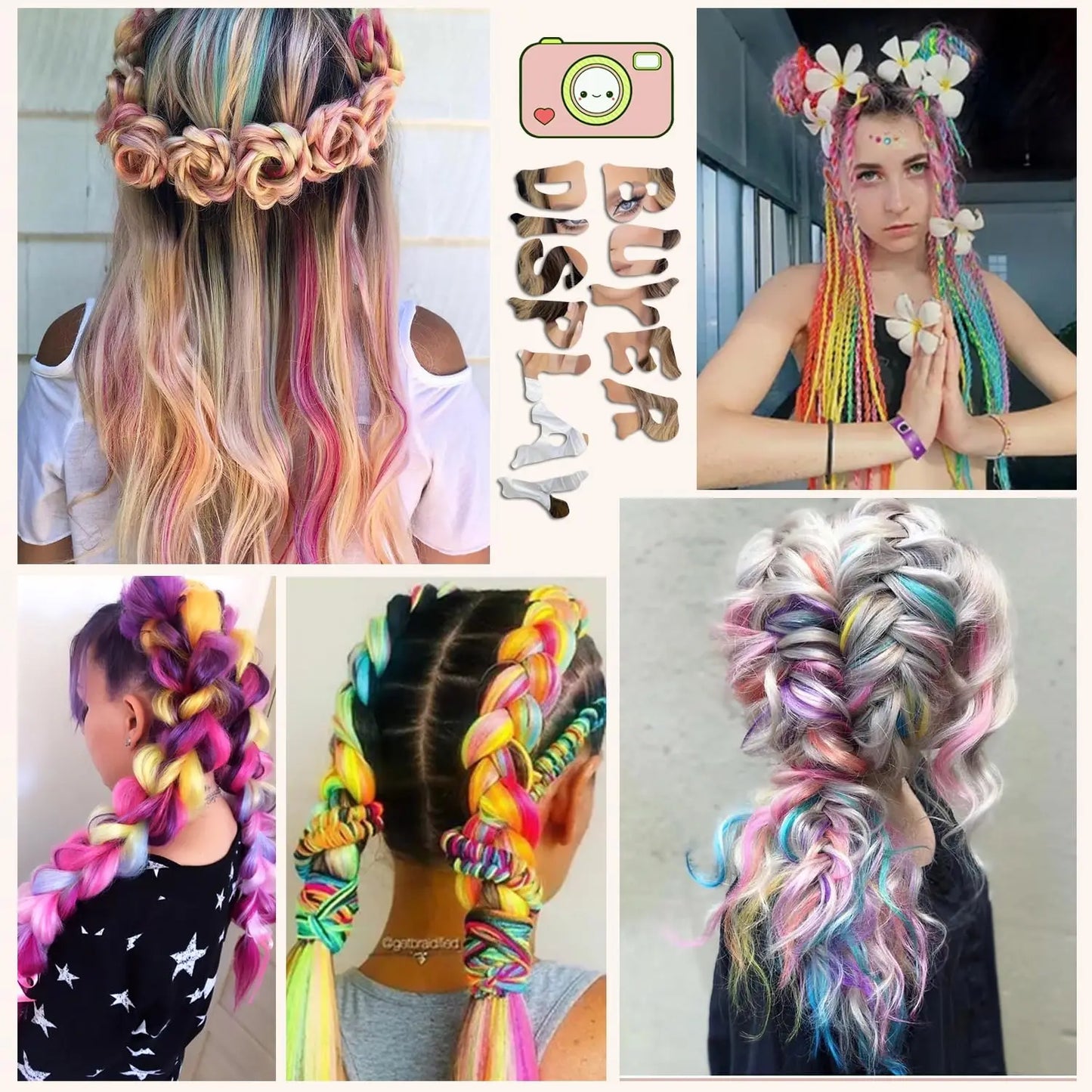 Jumbo Braiding Hair Rainbow Colors Extensions Fi