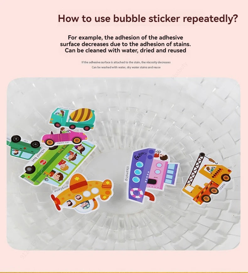 Reusable Sticker Book for Kids Vehicles Truck Stickers