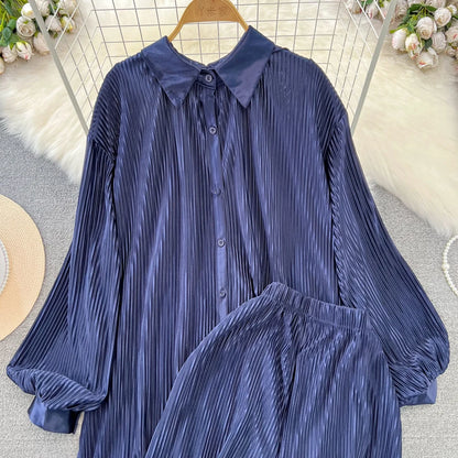 Fashion New Women Solid Casual Loose Two Pieces Set