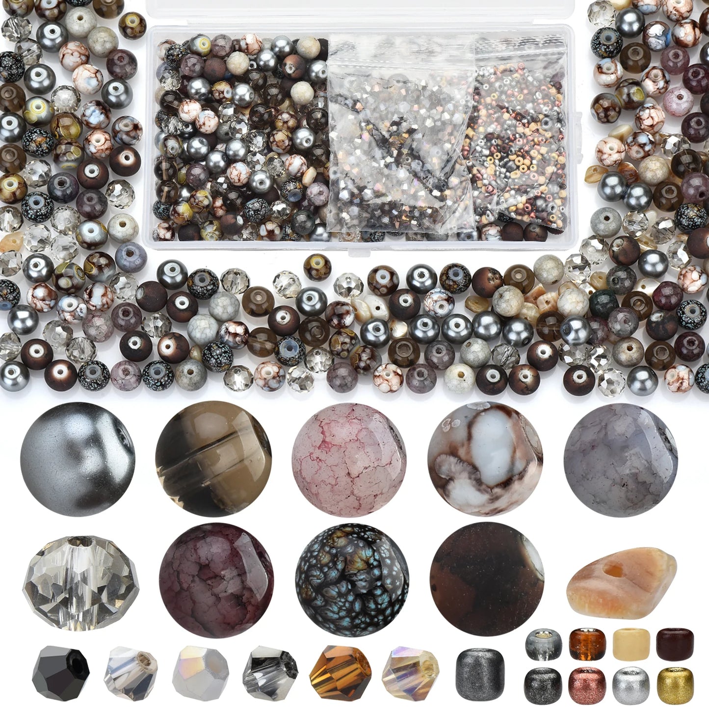 Glass Beads Jewelry Making Kit Green Color Glass Round Loose Beads