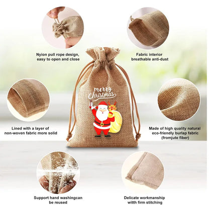 8pcs Christmas Drawstring Bags
