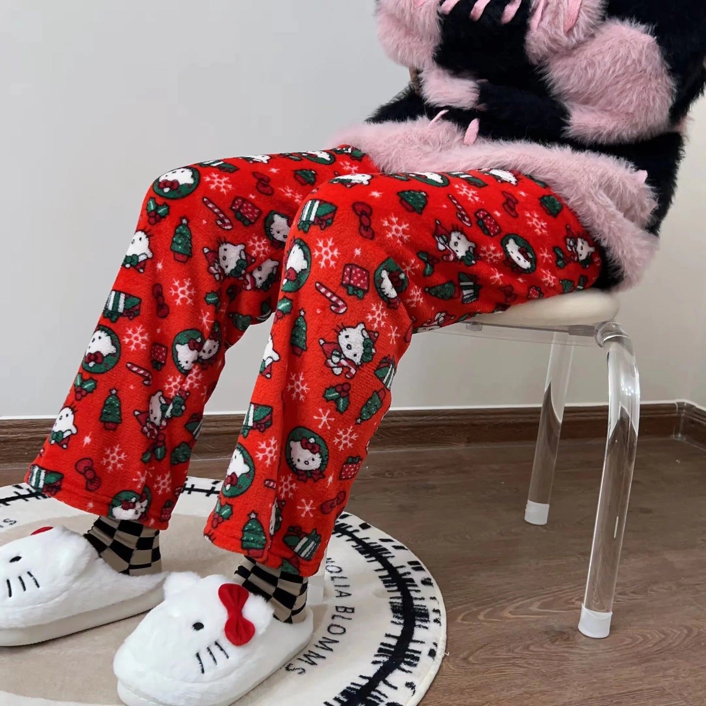 Hello Kitty Sanrio Pajamas Pants Black Pink