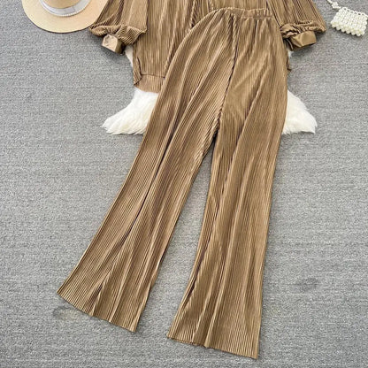 Fashion New Women Solid Casual Loose Two Pieces Set