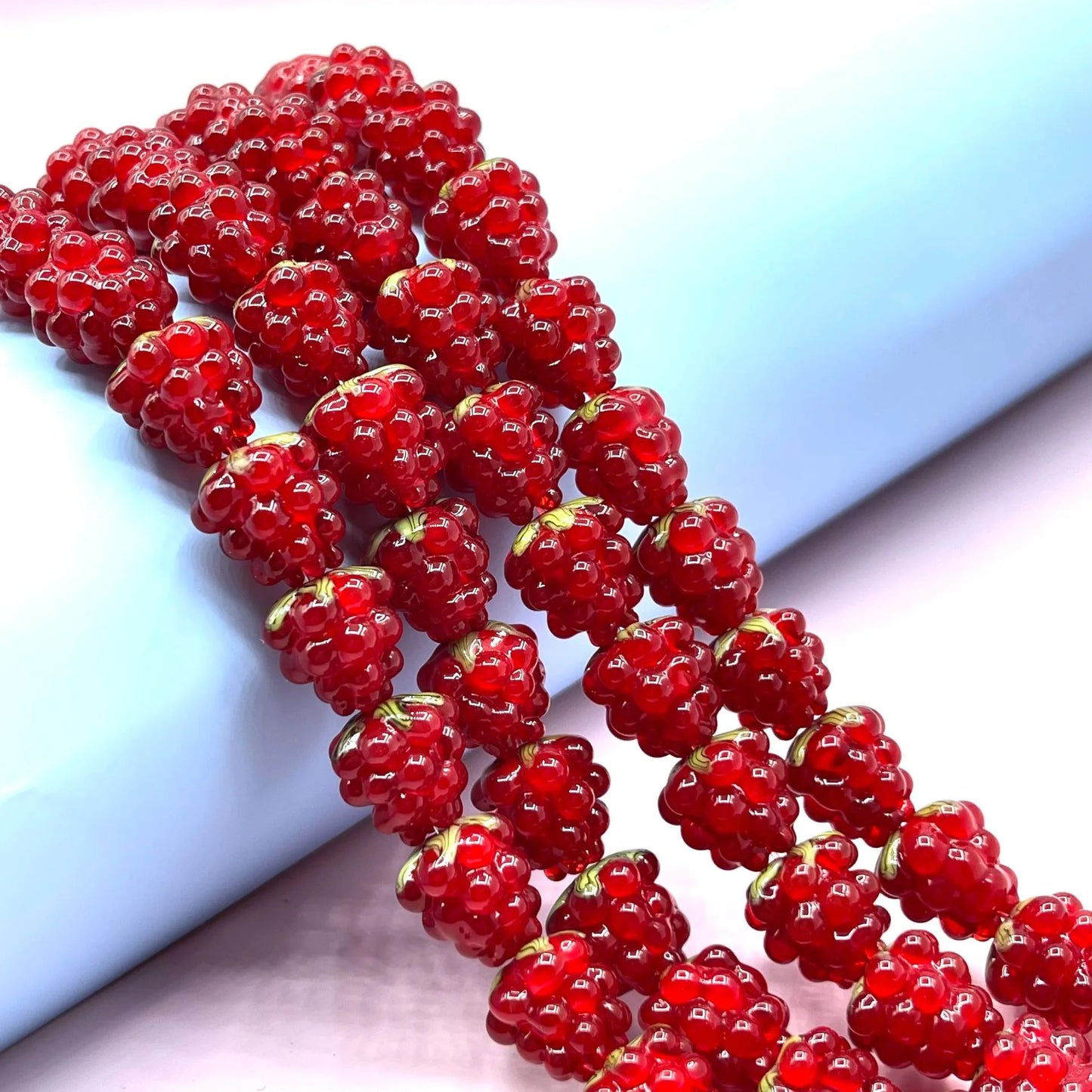 Glass Beads, Fruits, Raspberries,